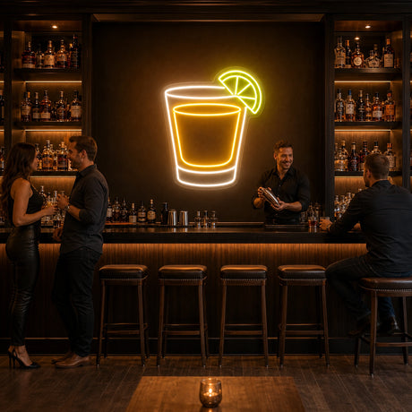 Bourbon Whiskey Shot Glass LED Neon Sign