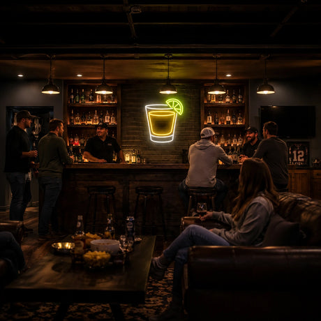 Bourbon Whiskey Shot Glass LED Neon Sign