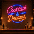 Cocktails and Dreams LED Neon Sign for cocktail bar decor
