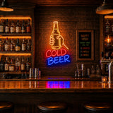Cold Beer Bottle Neon Sign