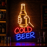 Cold Beer Bottle Neon Sign