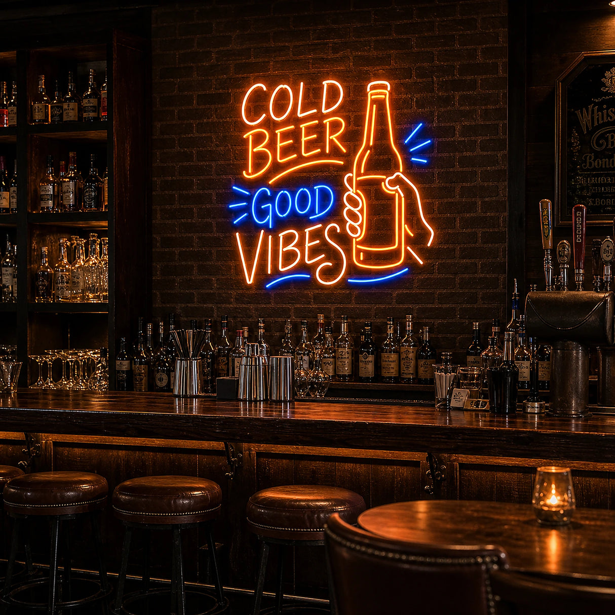 Cold Beer Good Vibes Neon Sign