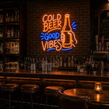 Cold Beer Good Vibes Neon Sign