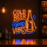 Cold Beer Good Vibes Neon Sign