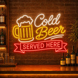 Cold Beer Served Here LED Neon Sign