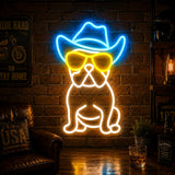 Cowboy Bulldog Man Cave Neon Sign