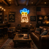 Cowboy Bulldog Man Cave Neon Sign