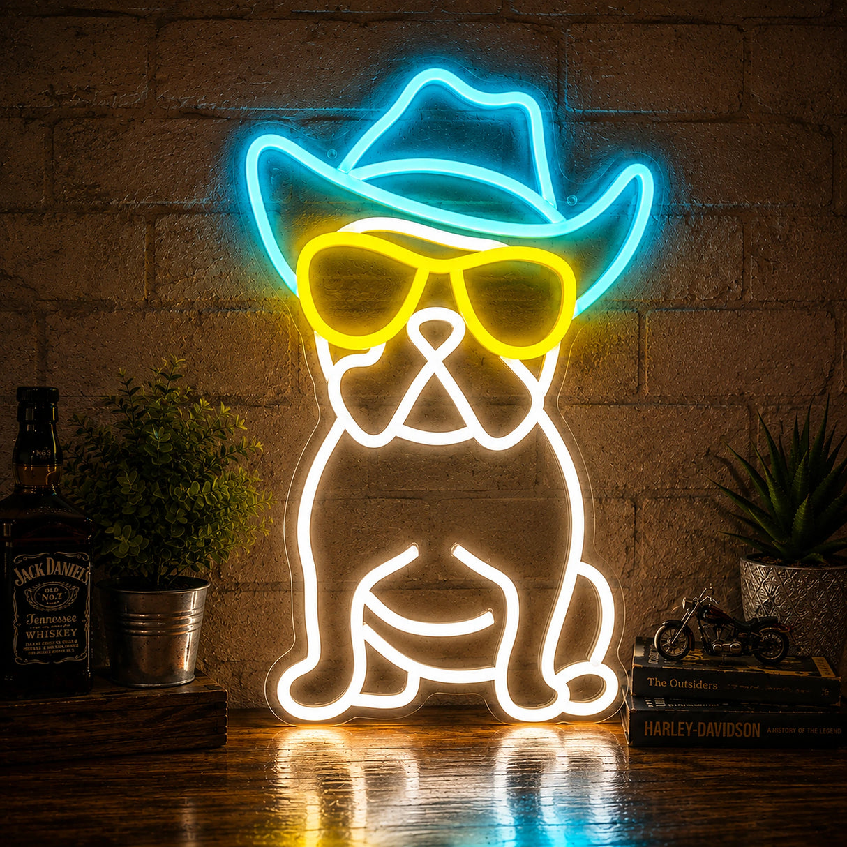 Cowboy Bulldog Man Cave Neon Sign