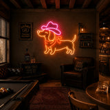 Cowboy Dachshund Man Cave Neon Sign