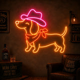 Cowboy Dachshund Man Cave Neon Sign