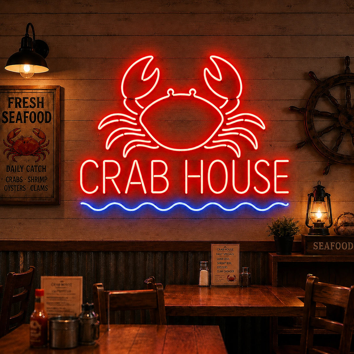 Crab House Seafood Restaurant Neon Sign