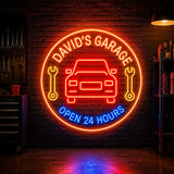 Personalized Garage Neon Sign - Open 24 Hours