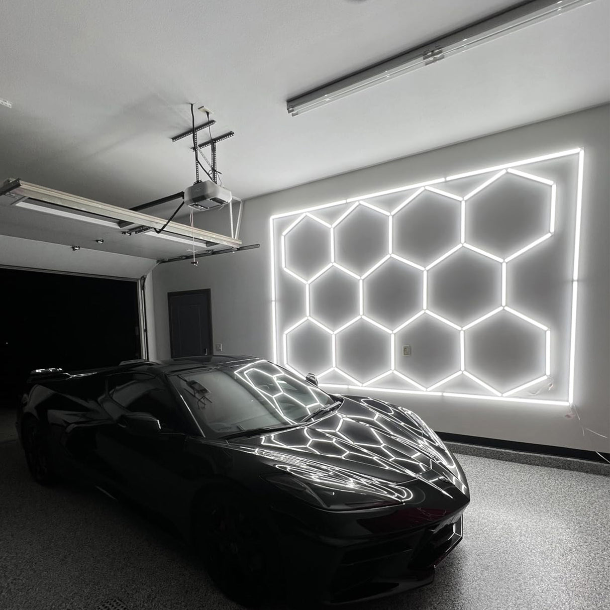 Use of LED Hexagon Garage Lights 11 Hex with border