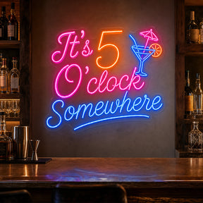 It's 5 O'Clock Somewhere LED Neon Sign for home bar decor