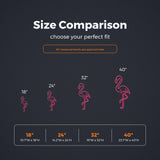Pink Flamingo LED Neon Sign size guide for tiki bar neon sign