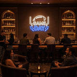 Football Game Day LED Neon Sign displayed in a sports bar setting