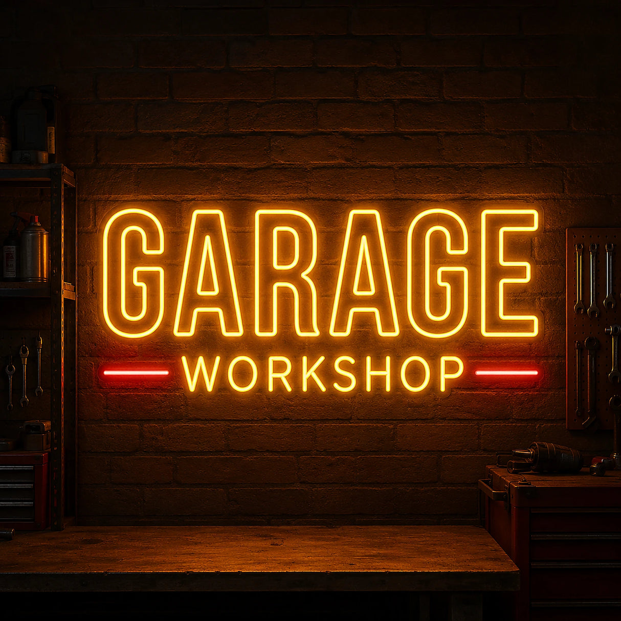GARAGE Workshop LED Neon Sign for Auto Shop Decor