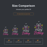 Gift Happy Birthday neon sign size comparison from 20 to 36 inches
