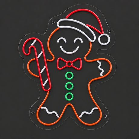 Gingerbread man neon sign unlit on clear acrylic