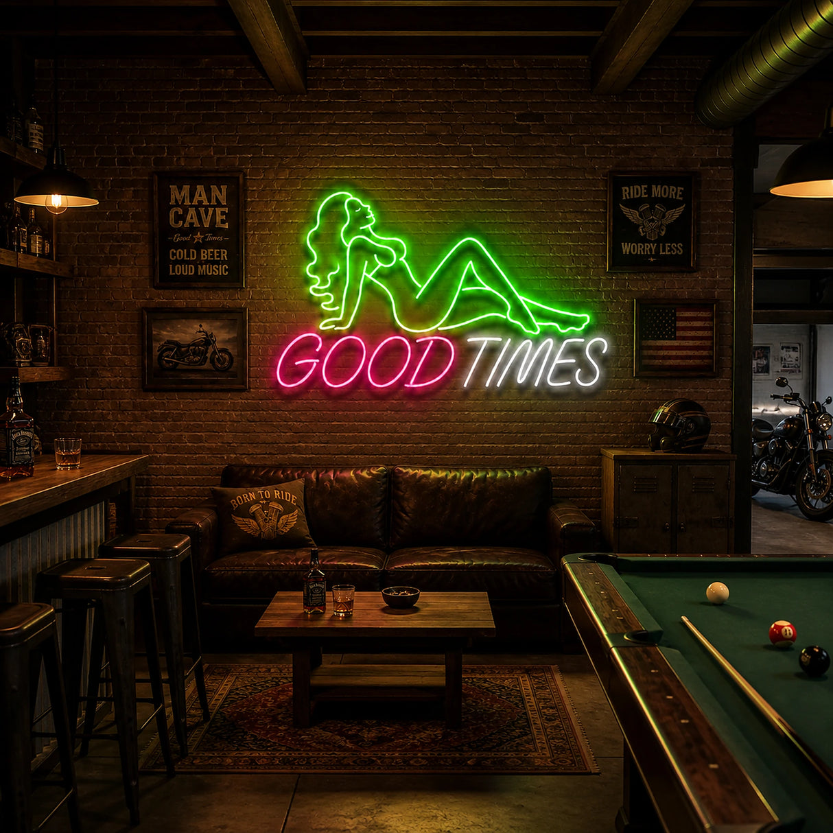 Good Times Lady Man Cave Neon Sign