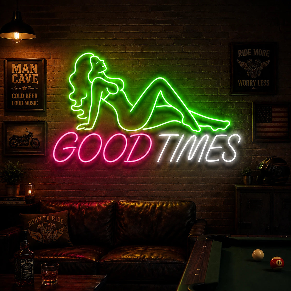 Good Times Lady Man Cave Neon Sign