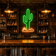 Green Cactus LED Neon Sign for cantina bar decor
