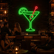 Cocktail Glass with Olive LED Neon Sign for cocktail bar decor
