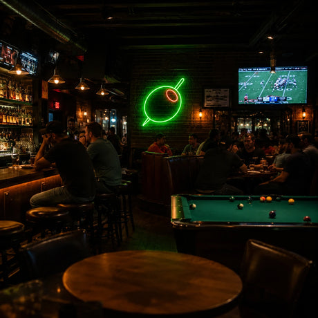 Cocktail Green Olive with Stick Neon Sign