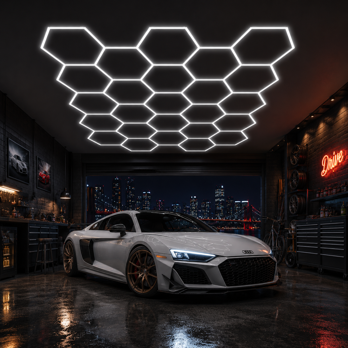 LED Hexagon Garage Lights 30 Hex