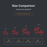 Two-line Let’s Party neon sign size comparison from 20 to 36 inches