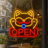 Lucky Cat Open Neon Sign for Restaurant