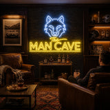 Wolf Man Cave Neon Sign