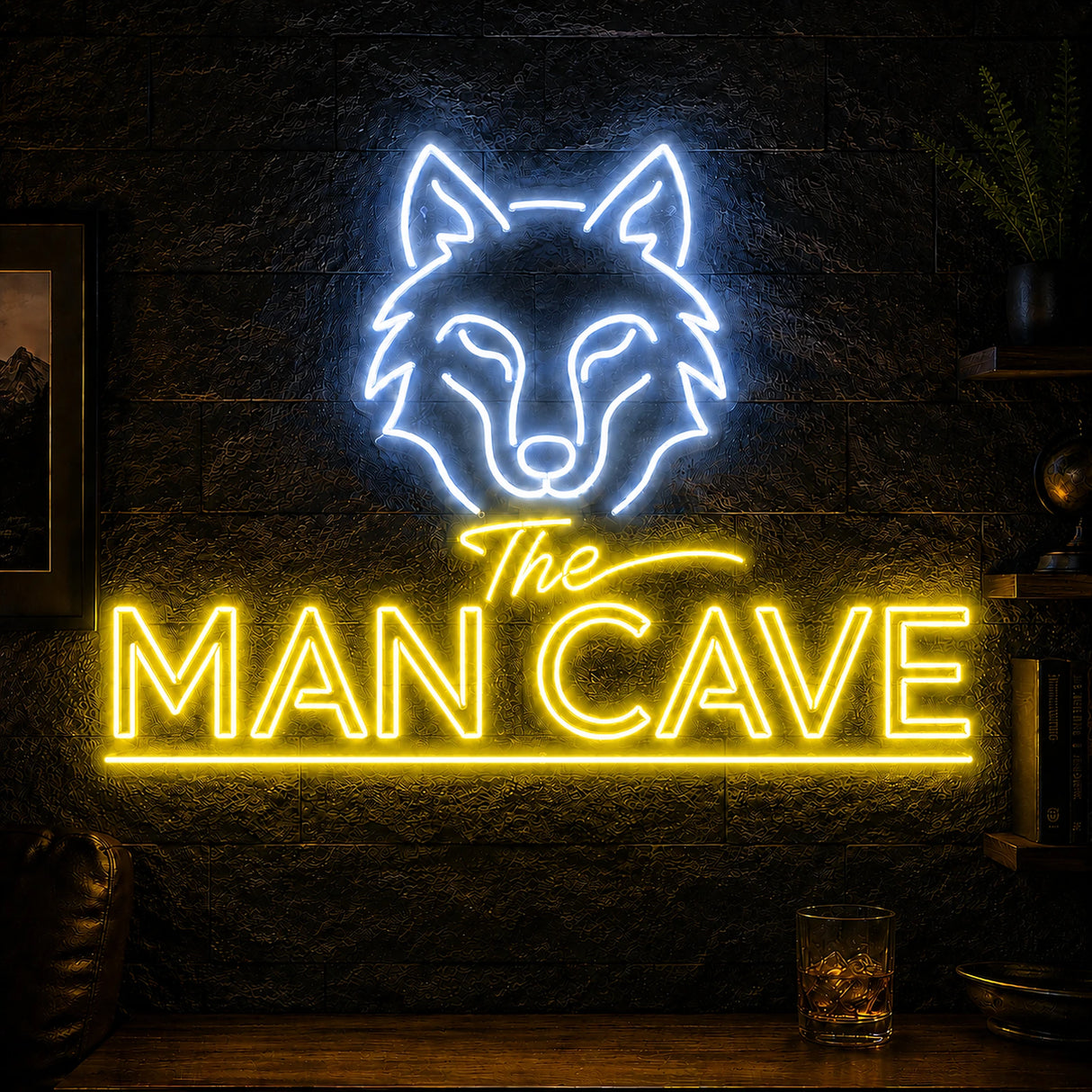 Wolf Man Cave Neon Sign