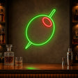 Green Olive Cocktail LED Neon Sign for martini bar decor