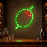 Green Olive Cocktail LED Neon Sign for martini bar decor