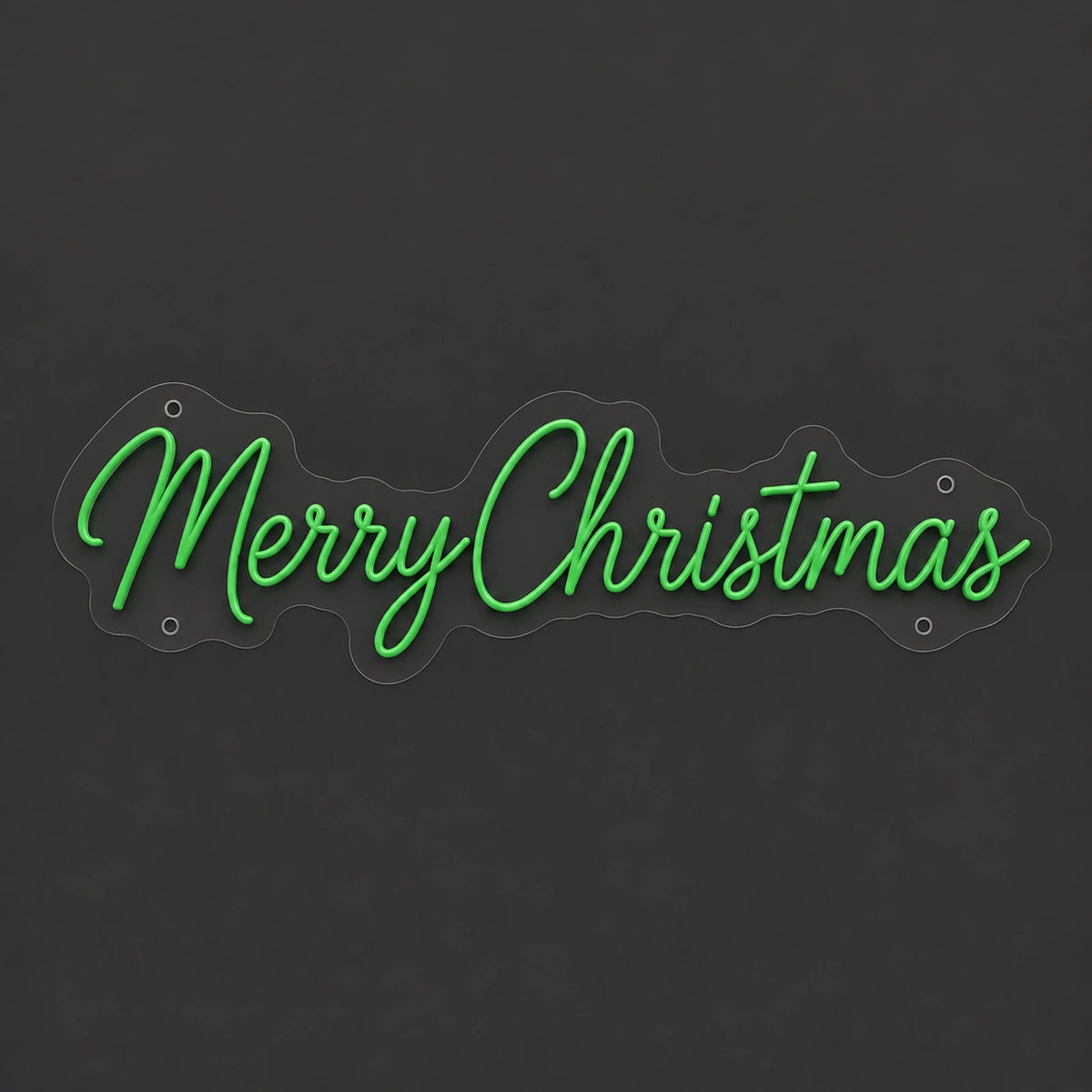 Merry Christmas script neon sign unlit on clear acrylic