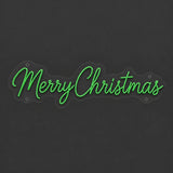 Merry Christmas script neon sign unlit on clear acrylic