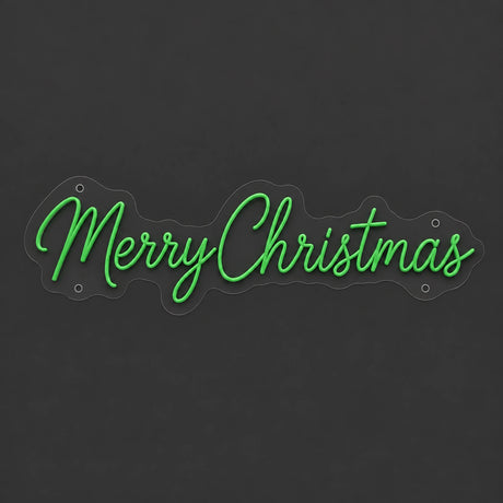Merry Christmas script neon sign unlit on clear acrylic