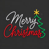 Merry Christmas tree neon sign unlit on clear acrylic
