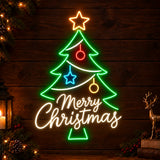 Lighted Merry Christmas tree neon sign