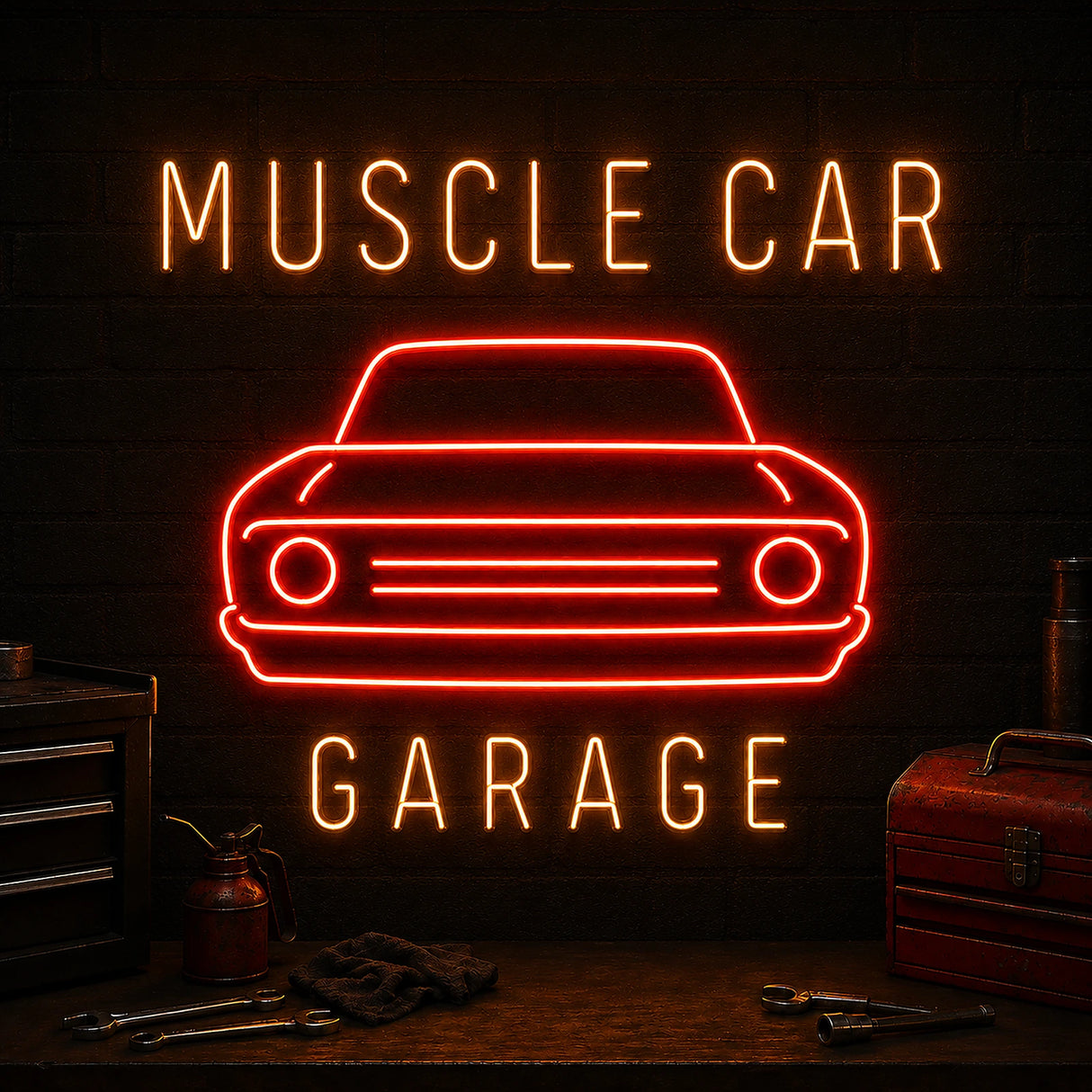 Muscle Car Garage Neon Sign for Auto Lover Wall Decor