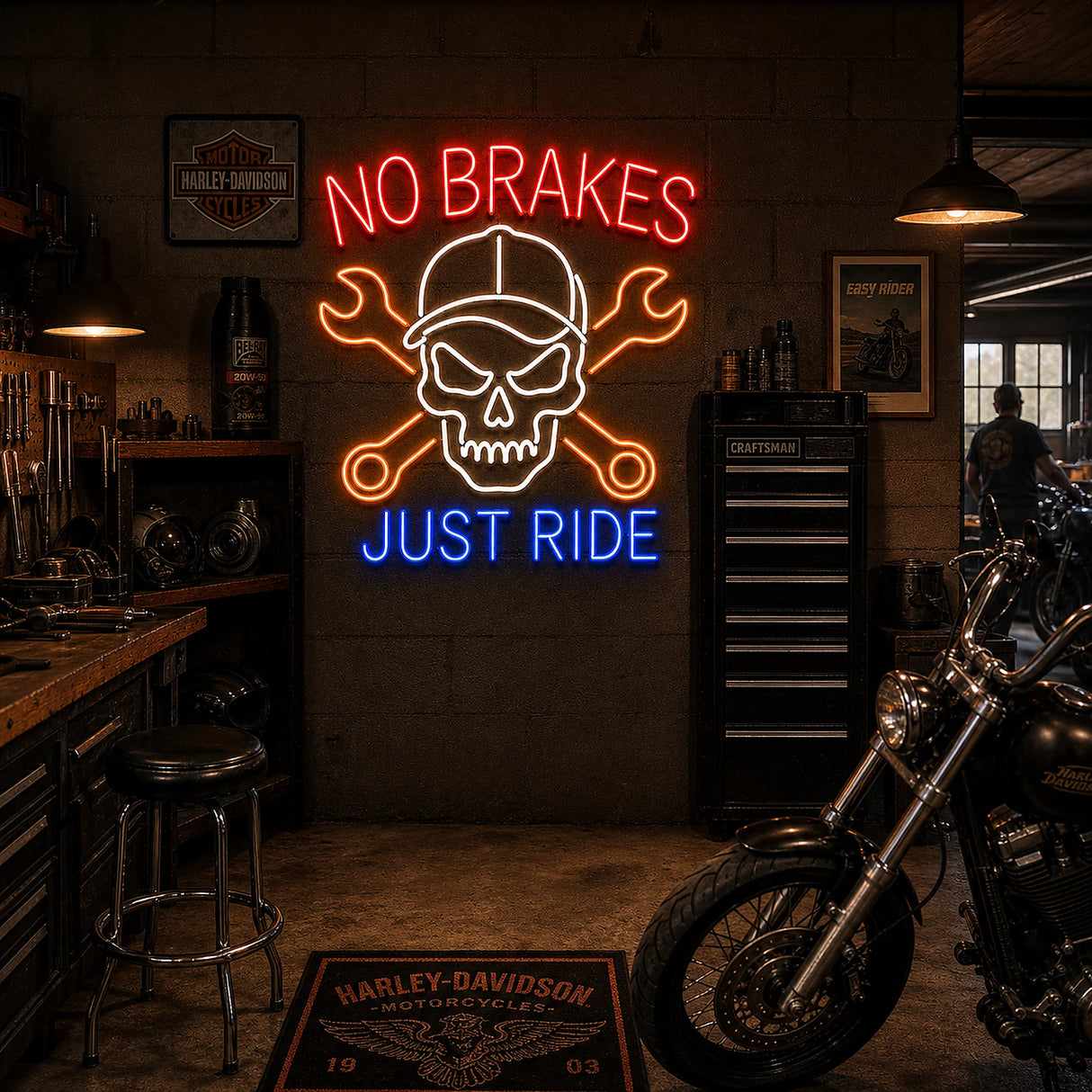 No Brakes Just Ride Neon Sign