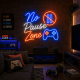 No Pause Zone Video Game Controller Neon Sign