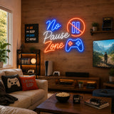 No Pause Zone Video Game Controller Neon Sign