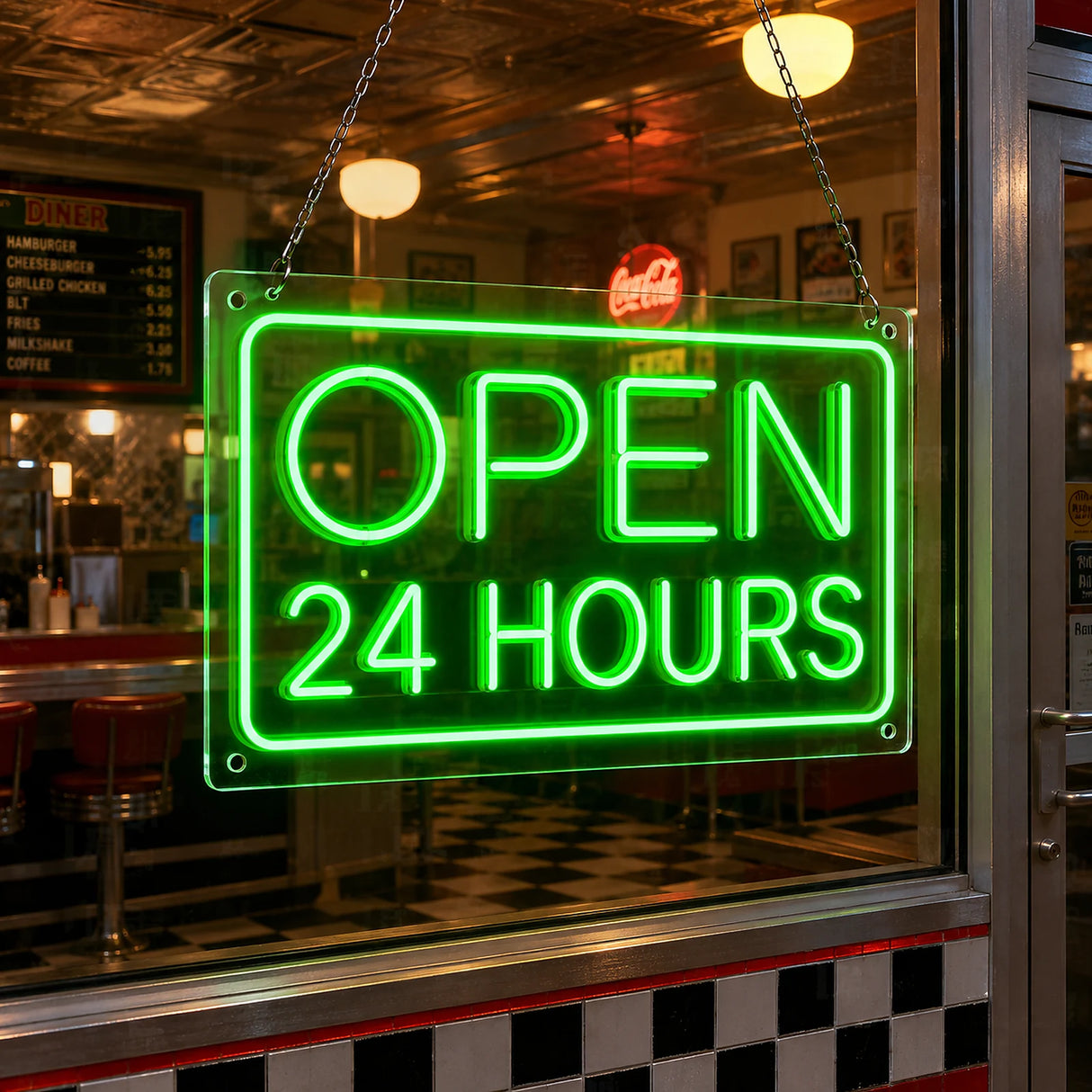 Open 24 Hours Neon Sign for Store Window