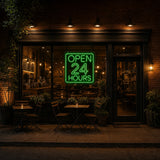 Green Open Neon Sign 24 Hours Business Sign
