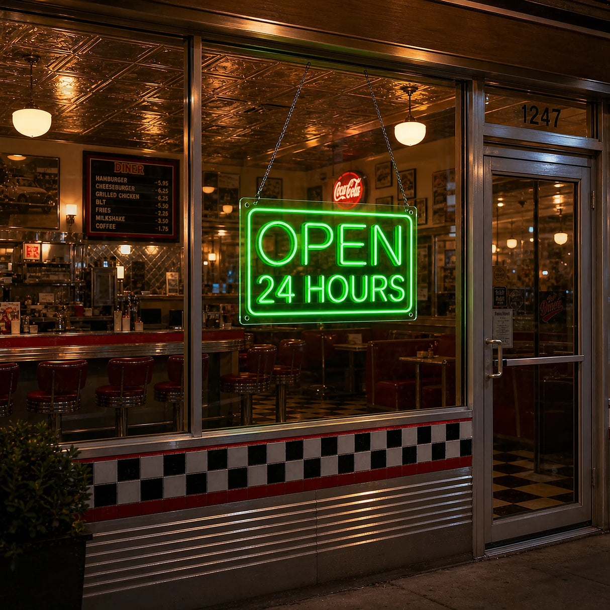 Open 24 Hours Neon Sign for Store Window