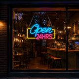 Open 24 Hours Script Neon Sign