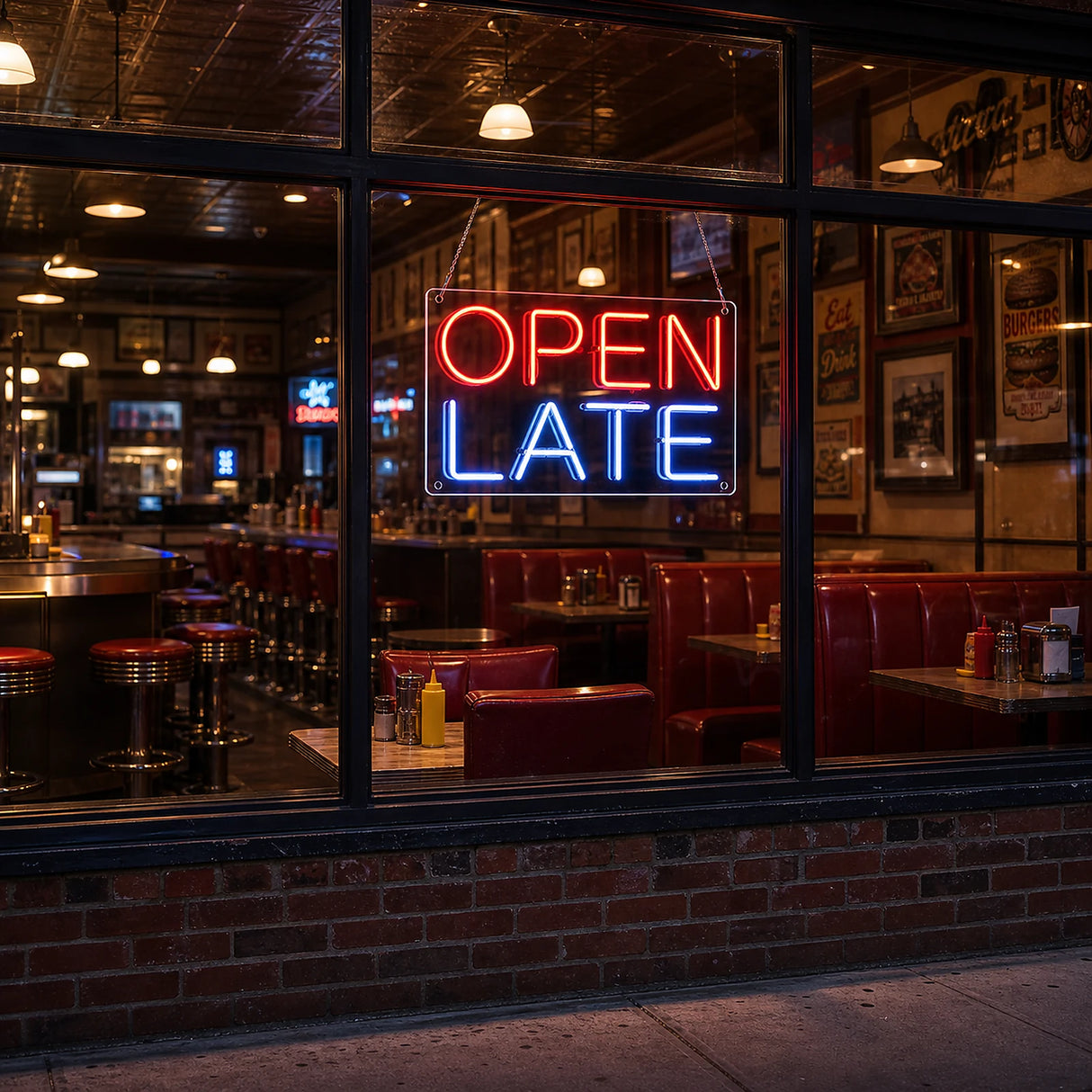 Open Late Neon Sign for Shops and Bars