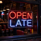 Open Late Neon Sign for Shops and Bars